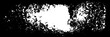 © babayuka - Hand drawn vector grungy overlay design element. Distressed sponge stamp effect, splatter sprinkle texture. White grunge artistic overlay, stain element isolated on black background. Grainy texture