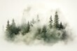 Smoke obscuring pine forest in a double exposure. Generative AI