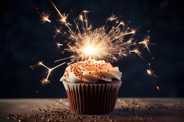 Poster - Cupcake adorned by sparkler