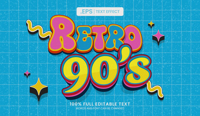 Wall Mural - design editable text effect, retro 90s 3d concept vector illustration