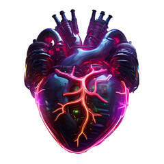 Cyberpunk Retro Futuristic Heart with Neon Lights