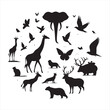 Silhouetted Wanderers: A Stunning Collection of Wild Animals in Elegant Shadow Form - Wildlife Silhouette - Animals Vector
