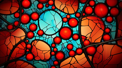 Wall Mural - stained glass blood cells a stained glass design deep decoration