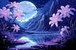 Ethereal moonflower blooms, releasing fragrant scents and glowing softly in the darkness - Generative AI