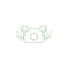 Sticker - camera flower logo design icon vector