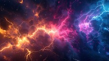 Lightning Strike Colored 3d Rendering Element