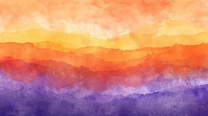 abstract watercolor background sunset sky orange purple