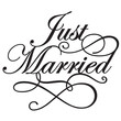© IvanicaSilhouettes - Just married sign design text swirl font card wedding elegant