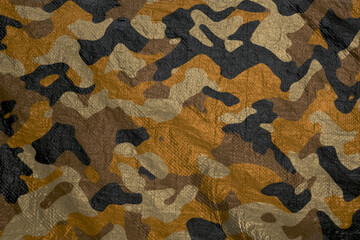 Wall Mural - brown and orange army camouflage plastic  tarp texture , camo waterproof mesh background