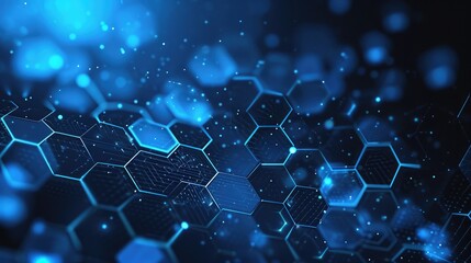 Poster - abstract blue technology hexagonal background