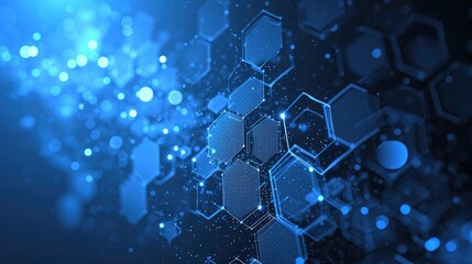 Poster - abstract blue technology hexagonal background