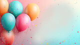 Fototapeta Koty - Birthday background with realistic balloons