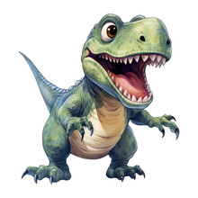Funny Dinosaur Tyrannosaurus Rex In Watercolor Style.