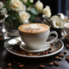 Coffee latte on dining table