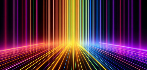 Wall Mural - a colorful background with lines and colors in the middle of it, and a black background with a rainbow, generative ai