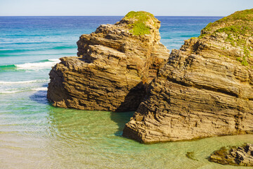 Sticker - Cathedral Beach in Galicia Spain.