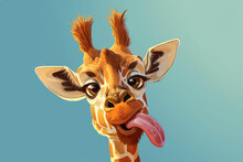 Stick Out The Tongue Giraffe, AI Generated