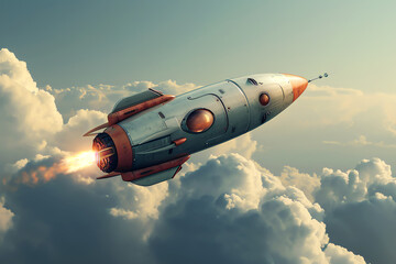 Wall Mural - takeoff of a rocket to space, concept of success, AI generated