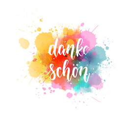 Wall Mural - danke schon - thank you in german. handwritten modern calligraphy watercolor lettering text. colorfu