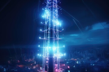 Poster - Futuristic 5G tower with AI and IoT