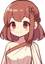 Cute Ancient Greek Woman Wearing Tunic Clipart Vector Illustration