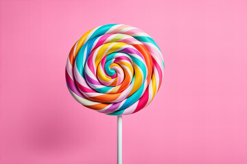 Wall Mural - colorful lollipop on a pink background