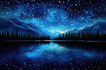 Wall Mural - a starry night over calm waters