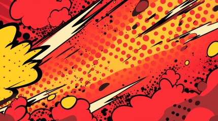 Wall Mural - dynamic halftone comic abstraction: playful design background in vibrant colors