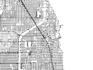 Wall Mural - Vector road map of the city of  Evanston  Illinois in the United States of America with black roads on a white background.