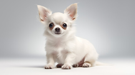 Wall Mural - white chihuahua puppy on white background photograph