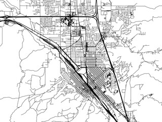 Wall Mural - Vector road map of the city of  Pocatello  Idaho in the United States of America with black roads on a white background.