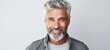 © Postproduction - Confident mature man with bright smile in casual attire. Modern masculinity and style.
