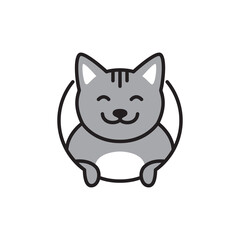 Sticker - cute cat pets mascot cartoon icon logo design vector