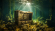 Reassure Chest box full of gold coins under water
