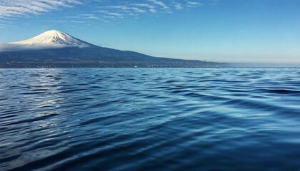 Wall Mural - Panoramic background of soft waves in a blue water setting