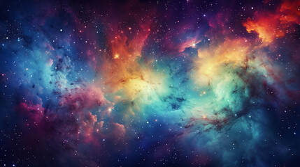 Image of galaxy with colorful and bright constellations. Ai generate.