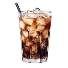 Wall Mural - A Cold and Satisfying Iced Coffee.. Isolated on a Transparent Background. Cutout PNG.
