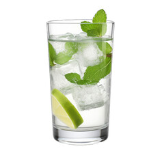 Wall Mural - A Crystal. Clear Drinking Glass Filled With a Refreshing Beverage.. Isolated on a Transparent Background. Cutout PNG.