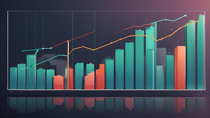 flat illustration of financial graphs with vibrant colors