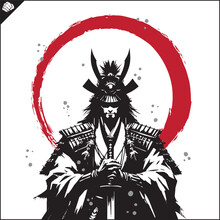 Samurai. Japan Warrior Whith Katana Sward.