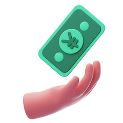 Poster - 3D Cash Floating Over Hand A 3D Visualization Of Financial Fluidity. 3d illustration, 3d element, 3d rendering. 3d visualization isolated on a transparent background