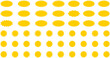 Starburst yellow sticker set - collection of special offer sale oval and round shaped sunburst labels and badges. Promo stickers with star edges. Vector.