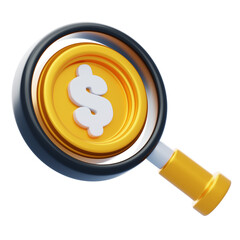 Aufkleber - 3D Research With A Magnifying Glass. 3d illustration, 3d element, 3d rendering. 3d visualization isolated on a transparent background