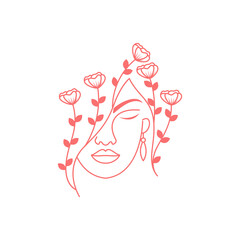 Wall Mural - beautiful women minimalist icon logo design vector