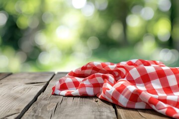 Sticker - Food advertisement design featuring a gingham napkin on a natural blurred background