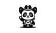 mascot cute cartoonish panda cowboy logo ,black and white cowboy logo , cute cartoonish panda mascot logo