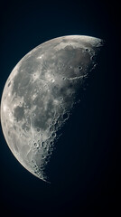 Wall Mural - Detailed crescent moon against dark night sky, astronomy.
