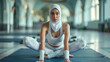 Muslim woman in s hijab and sport wear. Female sport. 