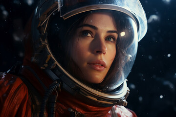 Wall Mural - mankind exploring the space using astronaut protective suit generative ai closeup futurism