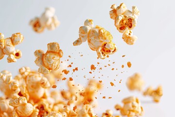 Canvas Print - Cheesy popcorn falls on a white background